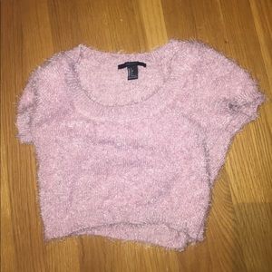 fuzzy pink crop top